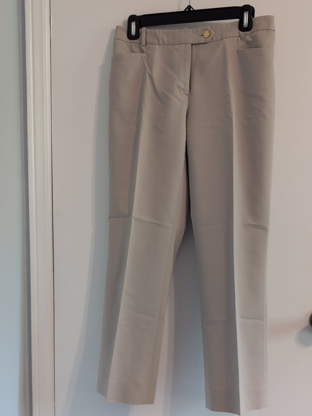 Calvin Klein Women's Straight-Leg Trousers in Light Beige
